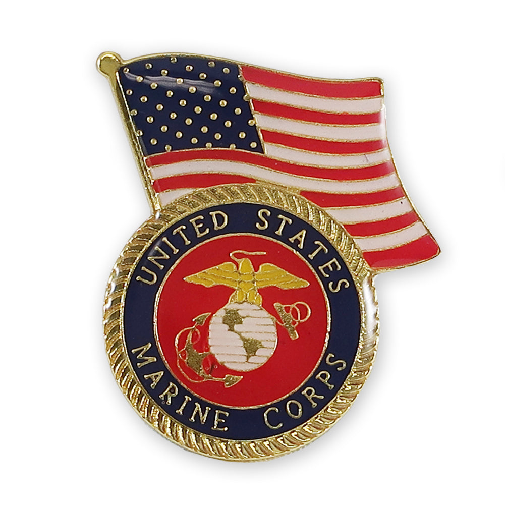 USMC WAVING FLAG SEAL LAPEL PIN 2