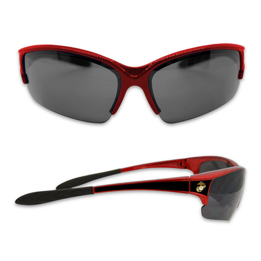 U.S. Marines EGA Rimless Sports Sunglasses (Red)