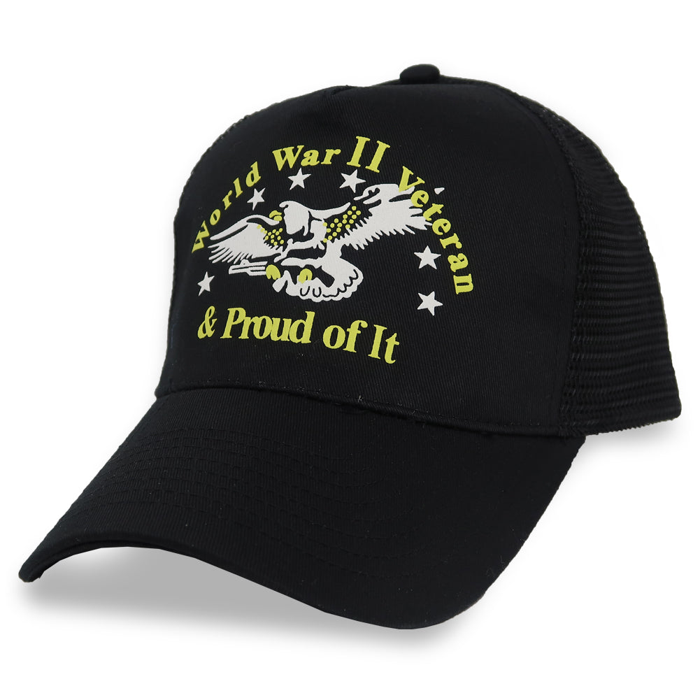 WORLD WAR II VETERAN AND PROUD OF IT MESH HAT (BLACK) 2